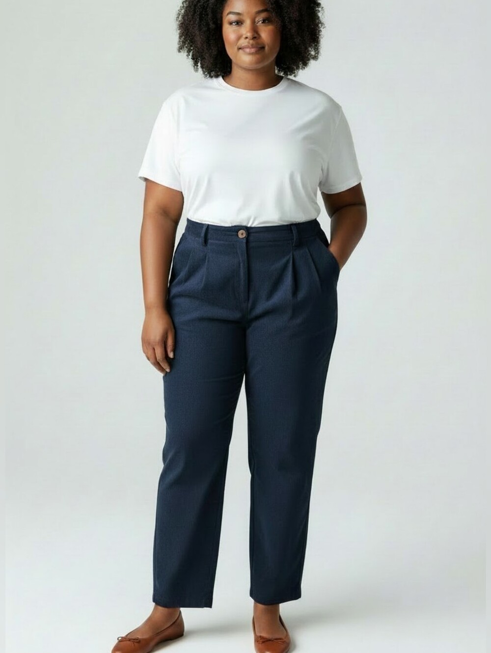Halara Navy Ribbed Wide Leg Pants Women’s Medium NWT Elastic Waist Trouser